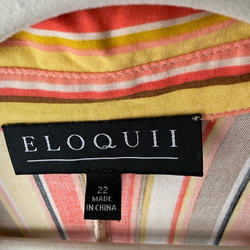 Eloquii 22 Orange and Yellow Faux Wrap Romper - Picture 6 of 16